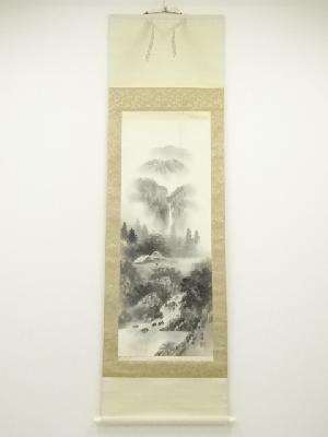 道具 ] - 道具 行雄筆 水墨山水 肉筆絹本掛軸（保護箱） | ネット